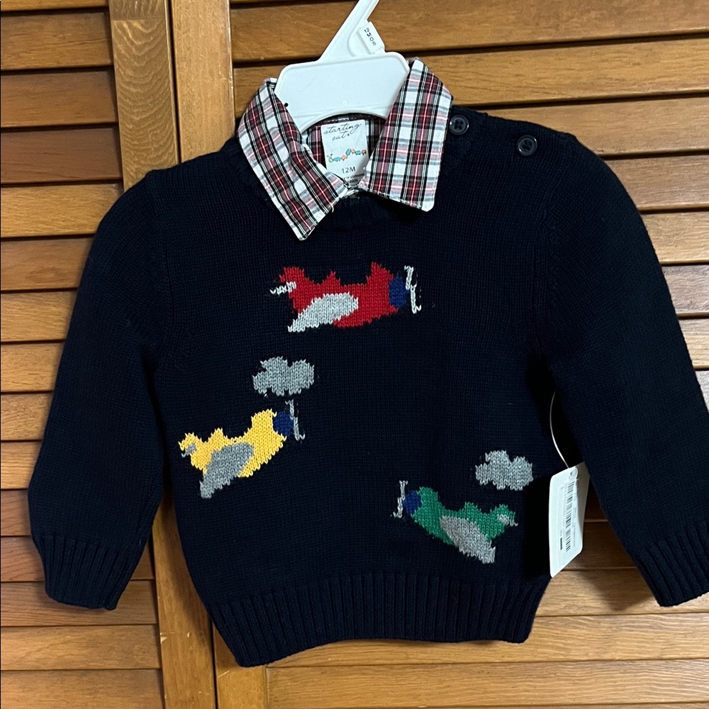 Starting Out Navy Sweater and button front top. New with tags.